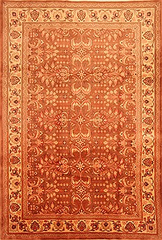 Persian Sarouk Brown Rectangle 7x10 ft Wool Carpet 28670