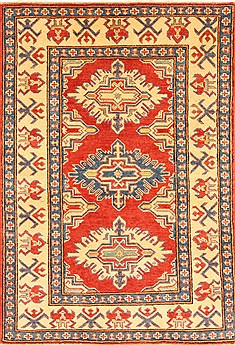 Pakistani Kazak Red Rectangle 3x5 ft Wool Carpet 28685