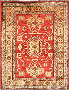 Pakistani Kazak Red Square 4 ft and Smaller Wool Carpet 28688