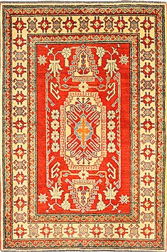 Pakistani Kazak Orange Rectangle 4x6 ft Wool Carpet 28690