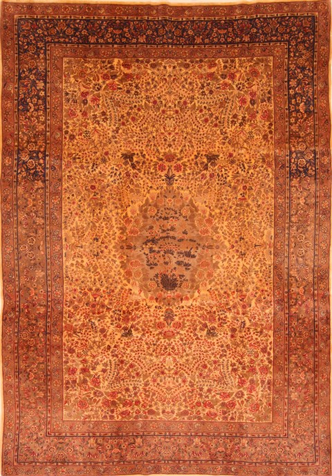Kerman Beige Hand Knotted 68 X 910 Area Rug 253-28694 Image 0