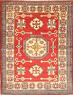 Kazak Red Hand Knotted 4'1" X 5'4"  Area Rug 250-28701