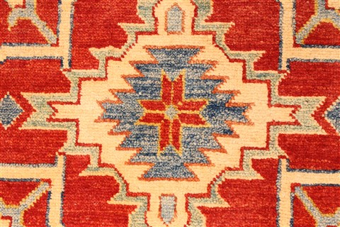 Kazak Red Runner Hand Knotted 211 X 195 Area Rug 250-28708 Image 3