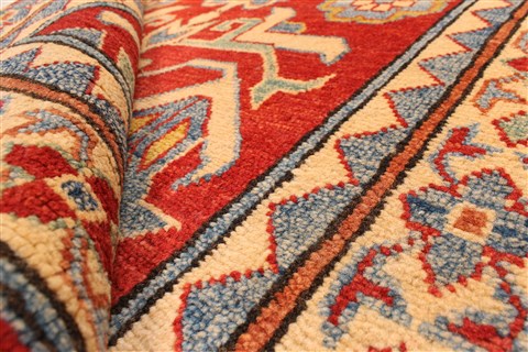 Kazak Red Runner Hand Knotted 211 X 195 Area Rug 250-28708 Image 8