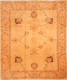 Turkish Oushak Beige Rectangle 8x10 ft Wool Carpet 28727