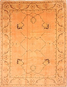Turkish Oushak Orange Rectangle 9x12 ft Wool Carpet 28728