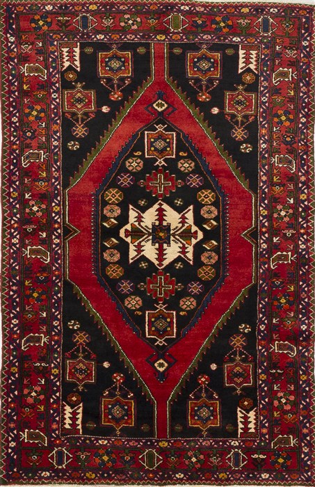 Hamedan Red Hand Knotted 46 X 70  Area Rug 500-28729 Image 0