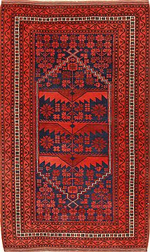 Turkman Blue Hand Knotted 3'7" X 6'0"  Area Rug 250-28740