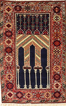 Afghan Khan Mohammadi Blue Rectangle 4x6 ft Wool Carpet 28741