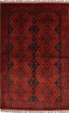 Afghan Kunduz Blue Rectangle 4x6 ft Wool Carpet 28745