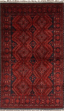 Afghan Khan Mohammadi Blue Rectangle 4x6 ft Wool Carpet 28751