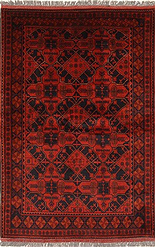 Afghan Khan Mohammadi Blue Rectangle 4x6 ft Wool Carpet 28762