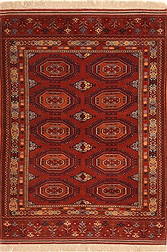 Afghan Turkman Brown Rectangle 4x6 ft Wool Carpet 28782