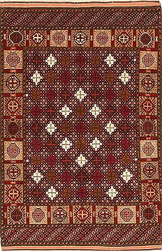 Afghan Turkman Green Rectangle 4x6 ft Wool Carpet 28785