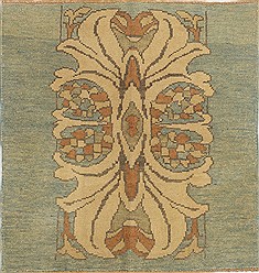 Turkish Oushak Green Rectangle 3x5 ft Wool Carpet 28789