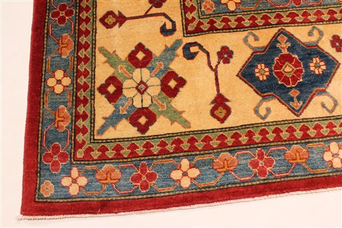Kazak Yellow Hand Knotted 124 X 168 Area Rug 250-28798 Image 1