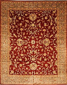 Pakistani Pishavar Beige Rectangle 12x15 ft Wool Carpet 28802