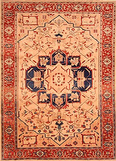 Turkish Serapi Beige Rectangle 8x11 ft Wool Carpet 28809