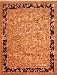 Romania Tabriz Brown Rectangle 9x12 ft Wool Carpet 28812