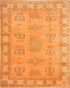 Turkish Oushak Orange Rectangle 9x12 ft Wool Carpet 28828