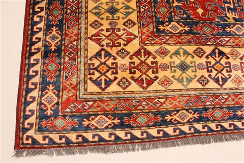 Kazak Yellow Hand Knotted 144 X 208 Area Rug 250-28829 Image 1