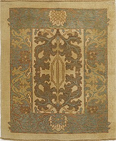 Oushak Blue Hand Knotted 4'1" X 5'0"  Area Rug 500-28830