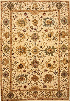 Egyptian Chobi Beige Rectangle 10x14 ft Wool Carpet 28833
