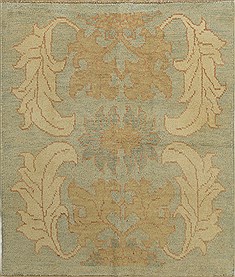 Oushak Blue Hand Knotted 4'5" X 5'2"  Area Rug 500-28836