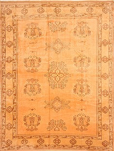Turkish Oushak Orange Rectangle 10x12 ft Wool Carpet 28845