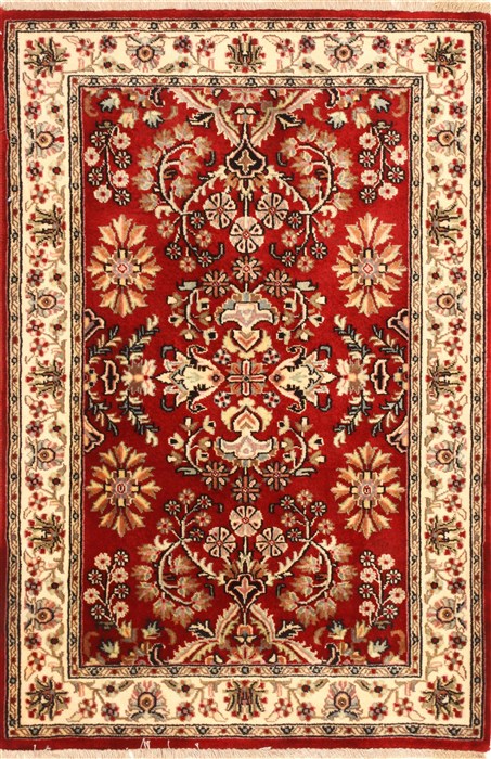 Sarouk Beige Hand Knotted 28 X 40 Area Rug 250-28851 Image 0
