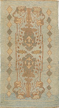 Turkish Oushak Blue Rectangle 3x5 ft Wool Carpet 28863