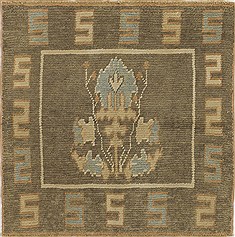 Oushak Brown Square Hand Knotted 4'0" X 4'0"  Area Rug 500-28877