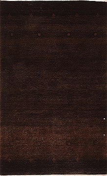 Indian Gabbeh Black Rectangle 2x4 ft Wool Carpet 28891