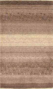 Indian Gabbeh Grey Rectangle 3x4 ft Wool Carpet 28947