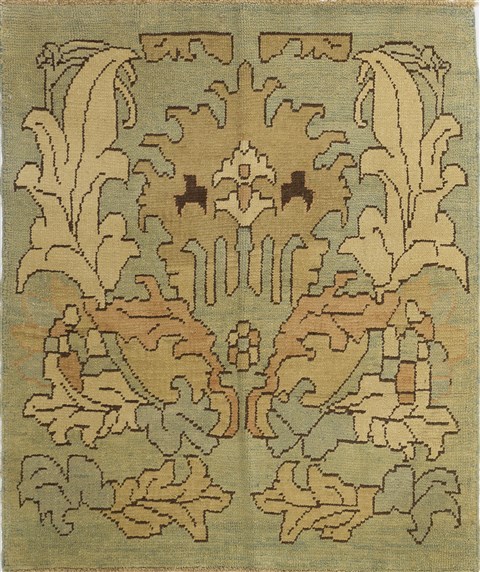 Oushak Green Hand Knotted 46 X 55  Area Rug 500-28948 Image 0