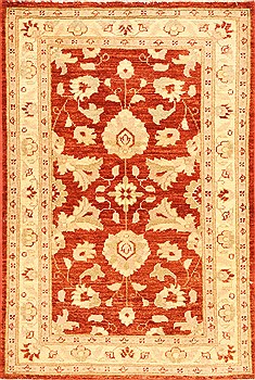 Pakistani Pishavar Beige Rectangle 3x4 ft Wool Carpet 28965
