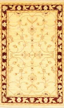 Pakistani Pishavar Beige Rectangle 3x4 ft Wool Carpet 28972