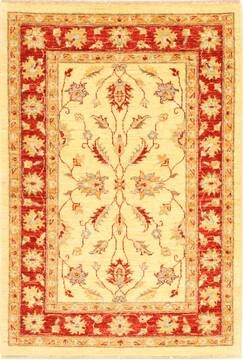 Pakistani Pishavar Beige Rectangle 3x4 ft Wool Carpet 28982