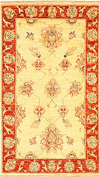 Pakistani Pishavar Beige Rectangle 2x4 ft Wool Carpet 28984