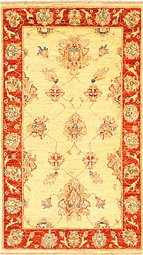 Pakistani Pishavar Beige Rectangle 2x4 ft Wool Carpet 28984