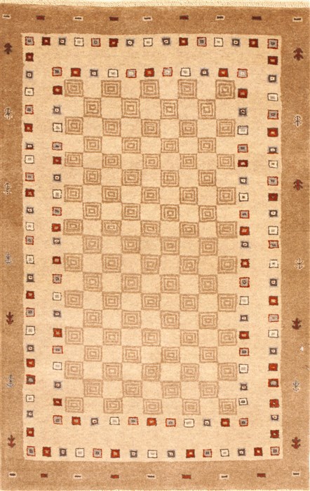 Gabbeh Beige Hand Knotted 27 X 40 Area Rug 250-28986 Image 0