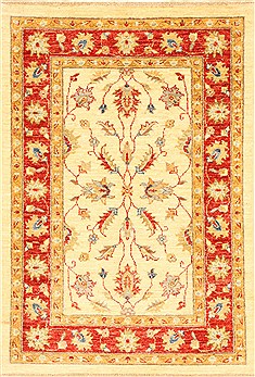 Pakistani Pishavar Beige Rectangle 3x4 ft Wool Carpet 28994