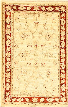 Pakistani Pishavar Beige Rectangle 2x4 ft Wool Carpet 29003