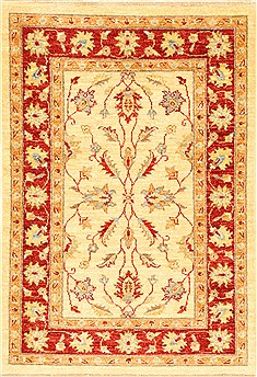 Pakistani Pishavar Beige Rectangle 3x4 ft Wool Carpet 29006