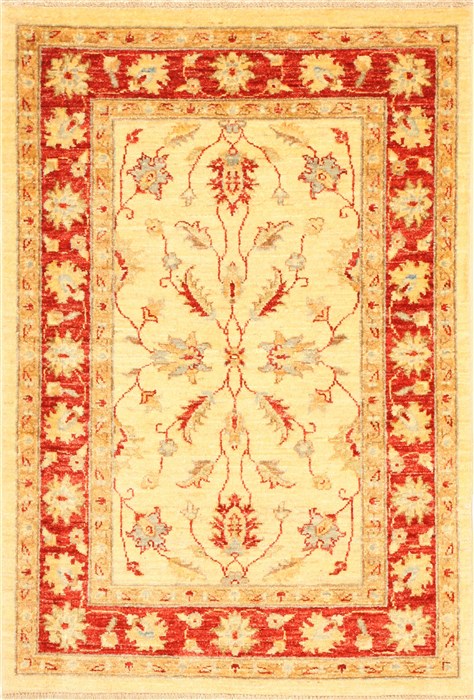 Pishavar Beige Hand Knotted 210 X 411  Area Rug 250-29008 Image 0