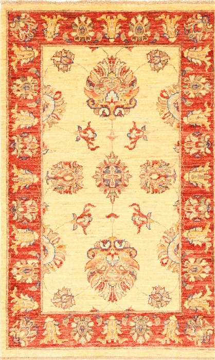 Pishavar Beige Hand Knotted 27 X 42  Area Rug 250-29013 Image 0