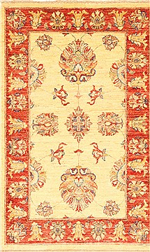 Pakistani Pishavar Beige Rectangle 3x4 ft Wool Carpet 29013