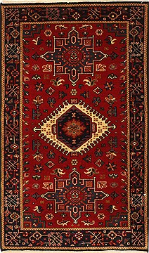 Indian Karajeh Red Rectangle 3x4 ft Wool Carpet 29028