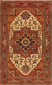Indian Serapi Beige Rectangle 3x4 ft Wool Carpet 29034