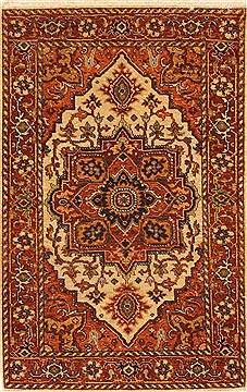Indian Serapi Beige Rectangle 2x4 ft Wool Carpet 29035